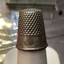 Vintage Silver Tone Size 10 Metal Dimpled Thimble Stamped Germany picture