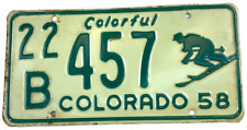 Colorado 1958 License Plate Old Classic Auto Vintage Man Cave Collector Decor picture