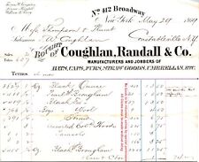 Coughlan & Randall New York NY 1869 Billhead Hats Caps & Furs picture