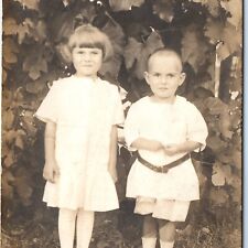 ID'd c1910s Outdoor Kids Boy Girl RPPC Real Photo Lillie Molly & Louis Hays A142 picture