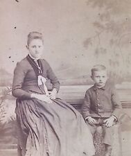 C.1880s Cabinet Card Des Moines IA Beautiful Woman Mother W Son Boy Child A40171 picture