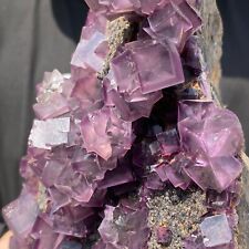 7.87lb Natural Rare Transparent Cube Purple Fluorite Crystal Mineral Specimen picture