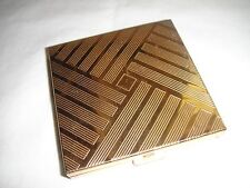 Vintage gold tone geometric pattern powder vanity compact-Volupte' picture
