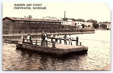 Postcard RPPC Pentwater MI Harbor Ferry G.T. Sands Coal Lumber Brick Unposted picture