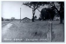 c1960's MILW Depot Bassett Iowa Railroad Train Depot Station RPPC Photo Postcard picture