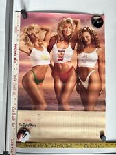 VINTAGE POSTER LOVELY BLONDE WOMEN TECATE BEER GULP OF MEXICO INSCRIBED 1989 picture