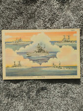 Us Navy Recruiting Bureau Multiple Battleships Postcard - Vintage picture