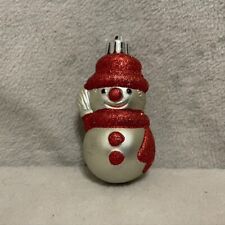 Happy Snowman with Hat Scarf Broom Christmas Ornament picture