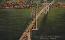 Delaware Memorial Bridge Linen Vintage Postcard Unposted picture