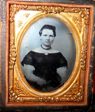 1/9th Size tintype of young lady in half case picture