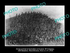 OLD POSTCARD SIZE PHOTO OF AUSTRALIAN MILITARY WWI 44th BATTALION B Co c1918 picture