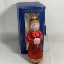 KREBS Lauscha Glass Christmas Ornament Mrs Claus Red Coat Germany Orig Box 6.5