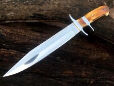 Custom Hand Forged D2 Steel Hunting Bush craft SURVIVAL BOWIE KNIFE Bone Handle picture