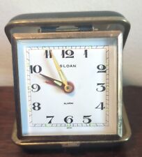 Working Sloan Travel Alarm Pocket Wind Up Clock  Vintage Black Made In Japan picture