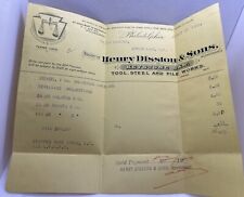 1900 Henry Disston & Sons Invoice Letterhead Billhead Vintage Antique Tools Saws picture