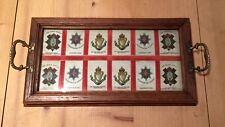 VINTAGE MILITARY TRAY BLACK WATCH COLDSTREAM GUARDS CONNAUGHT RANGERS SILK BADGE picture