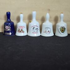 Lot Of 5 Small Ceramic Tourist Bells -Florida Crazy Horse Vegas Kansas picture