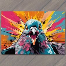 POSTCARD Pigeon Bird Smile Happy Retro Pop Art Splash Colors Cute Fun Vibrant picture