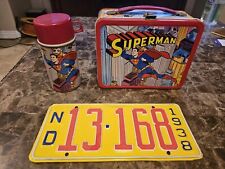 1967 Superman Metal Lunchbox Lunch Box Matching Thermos National *Nicest On Ebay picture