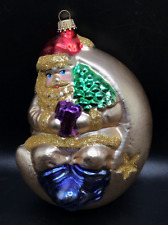 VTG Kurt S Adler Santa Sitting on the Moon Glass Christmas Ornament Germany picture