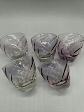 VTG Cocktail Oyster Glass Set of 5 Hazel Atlas Lavender Purple Swirl-3oz-Mint picture