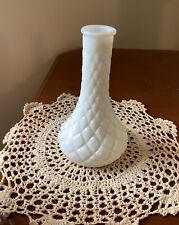 Small Vintage Milk Glass Diamond Pattern Bud Vase 6