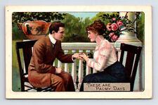 c1913 Embossed Victorian Romance These Are Palmy Days Couple Postcard picture