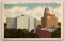 Mayo Clinic New & Old Buildings Rochester MN Vintage Postcard View Linen Mailed picture