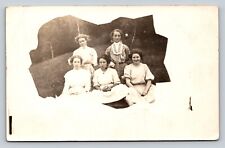 c1909 RPPC Group of Girls Outside Fashion Hairstyles DESIGNED ANTIQUE Postcard picture