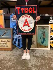 Antique Vintage Old Style Sign Tydol Flying A Gas Oil Made USA picture
