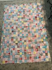 Vintage Patchwork Quilt 56 X 78” Multicolored 60s 70s Flawed picture