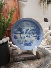 currier and ives the homestead in winter ~ Blue 8 1/4 picture