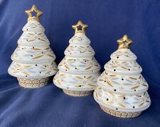 Temptations By Tara Light Up Christmas Trees Set Of 3 White Silver & Gold picture