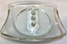Vintage Exquisitely Engineered Clear 4-Pronged Glass CIG Ashtray Art Deco NOS picture