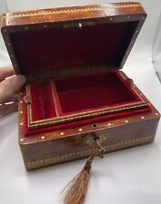 Antique Italian Leather Gold Embossed Jewelry Box Luxury Florence Maker Misuri picture