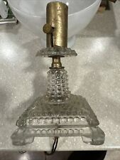 VINTAGE CLEAR CRYSTAL BEADED GLASS BOUDOIR ELECTRIC TABLE LAMP picture