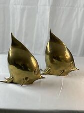 FABULOUS RARE Dolbi Cashier Pair of Solid Brass Tropical Fish Statues picture