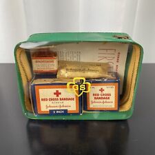 Vintage Johnson & Johnson Red Cross First Aid Kit w/ Mercurochrome & Inhalants picture