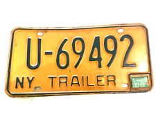 Vintage New York License Plate 1980s For TrailerYellow Blue picture