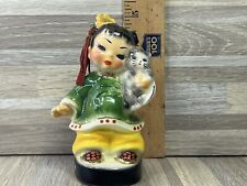 Vintage Early Josef Original Figurine Wee Lin Girl Holding Kitten picture