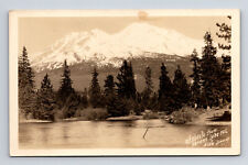 RPPC Scenic View Mt. Shasta from Abrams Lake CA Harwood Photo Postcard picture