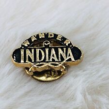 Vtg 80s Wander Indiana Souvenir Gold Tone Travel Campaign Lapel Pin picture