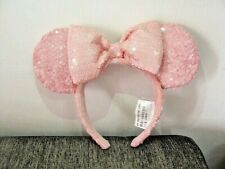 NEW Disney Parks Millennial Pink Minnie Mouse Bow Sequins Ear Headband picture