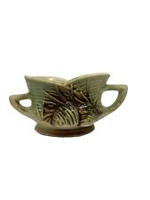 Vintage McCoy Ceramic Unlidded Sugar Bowl brown and green with pine cones 1940s picture