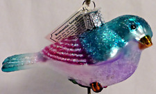 OWC Old World Christmas Blown Glass Romantic Songbird #16106 turquoise & pink picture