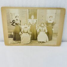 Antique  Victorian Edwardian Cabinet Card of 5 Women in Beautiful Dresses 6.5x4