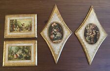 VTG Set Of 4 Italian Florentine Wood Gilded Wall Plaques Numbered Org Stamping picture