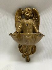 Vintage Holy Water Font Cherub Angel Bronze Vintage 60s 5.5 inch Wall Hangng picture