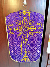 Antique Roman Chasuble Fiddleback Purple matching brand new stole and maniple picture