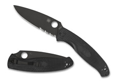 Spyderco Knives Resilience Serrated Black 8Cr13MoV Steel Black FRN C142PSBBK picture